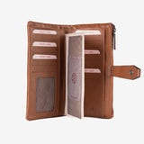 Billetero de piel para mujer, Serie line leather. 19.5x10 cm