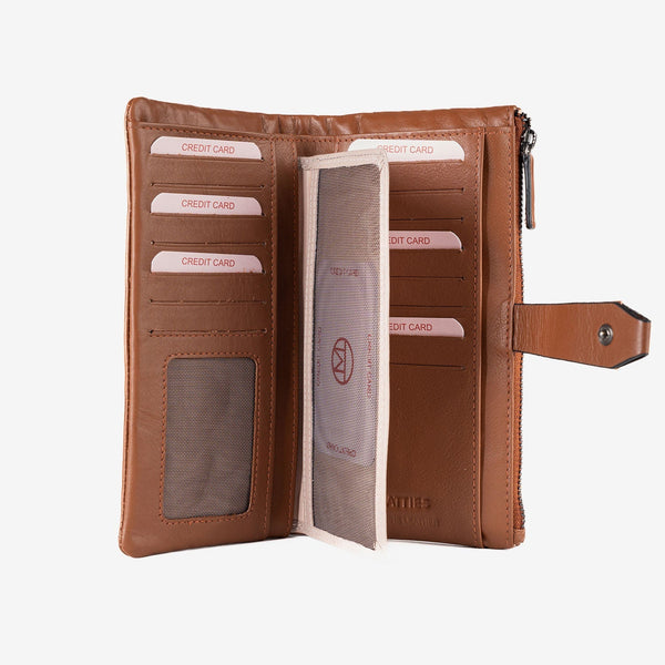 Billetero de piel para mujer, Serie line leather. 19.5x10 cm