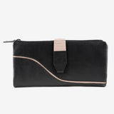 Billetero de piel para mujer, Serie line leather. 19.5x10 cm