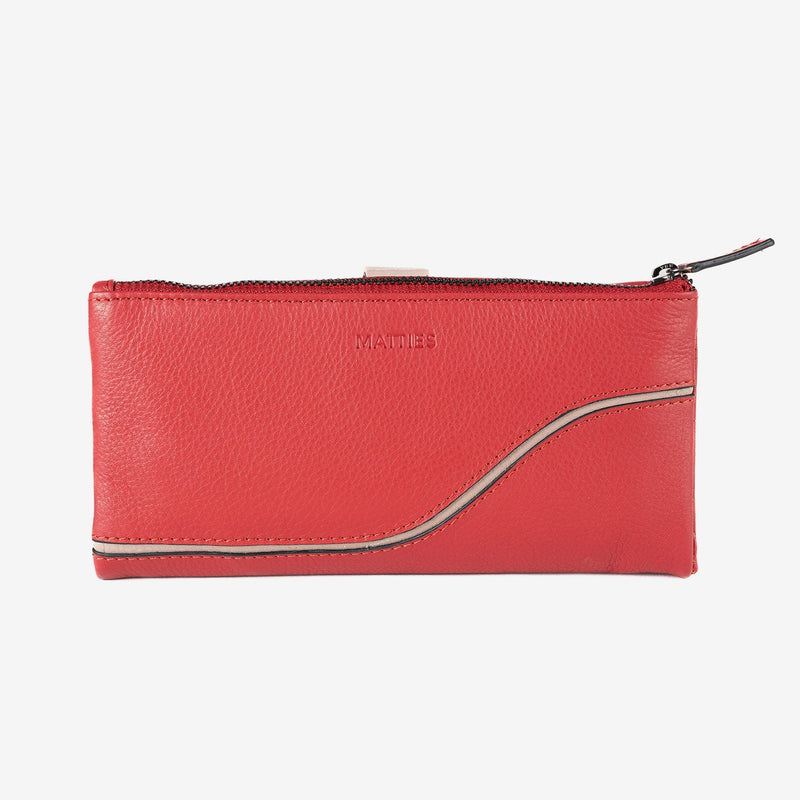 Billetero de piel para mujer, Serie line leather. 19.5x10 cm
