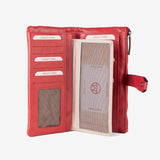 Billetero de piel para mujer, Serie line leather. 19.5x10 cm