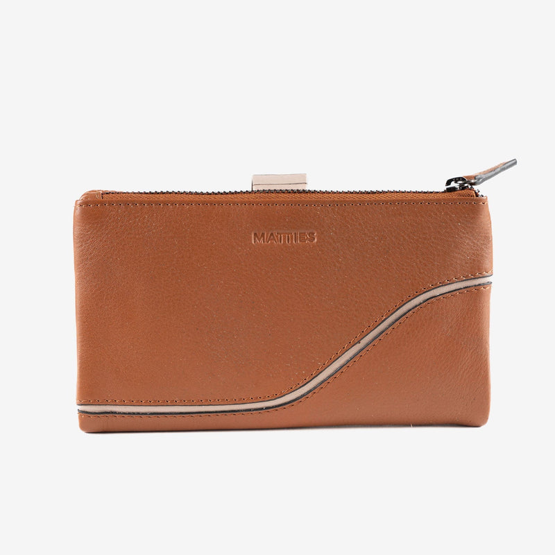 Billetero de piel para mujer, Serie line leather. 17x10 cm