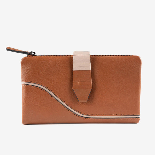Billetero de piel para mujer, Serie line leather. 17x10 cm