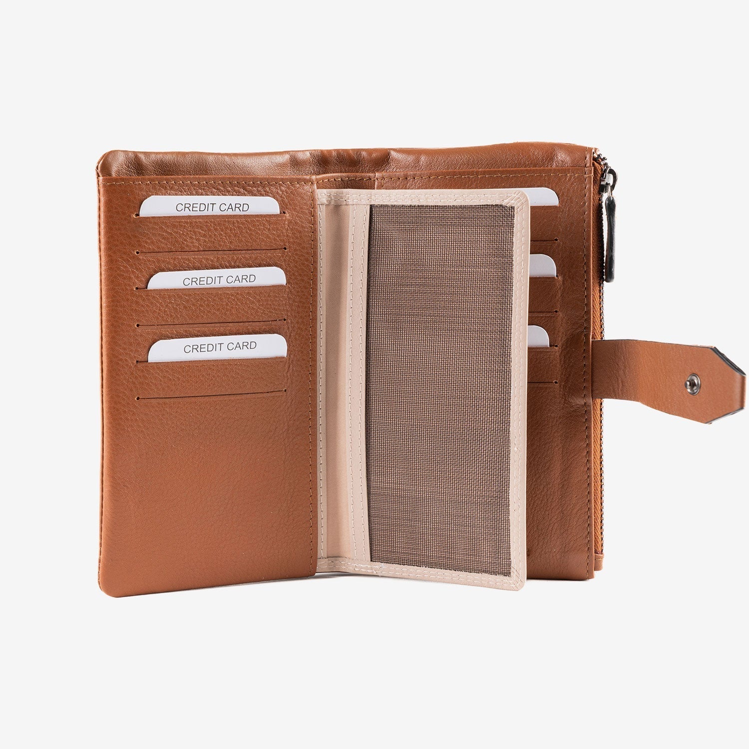 Billetero de piel para mujer, Serie line leather. 17x10 cm