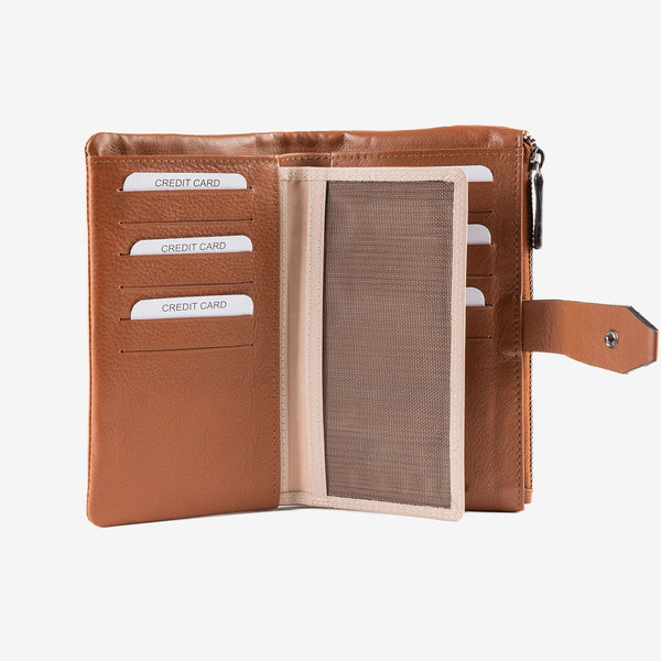 Billetero de piel para mujer, Serie line leather. 17x10 cm