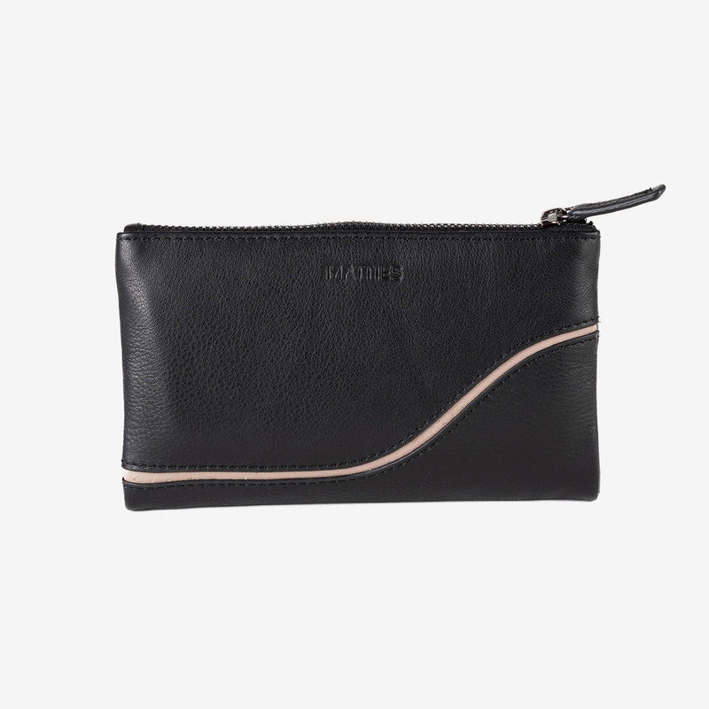 Billetero de piel para mujer, Serie line leather. 17x10 cm