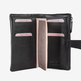 Billetero de piel para mujer, Serie line leather. 17x10 cm