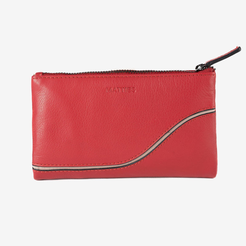 Billetero de piel para mujer, Serie line leather. 17x10 cm