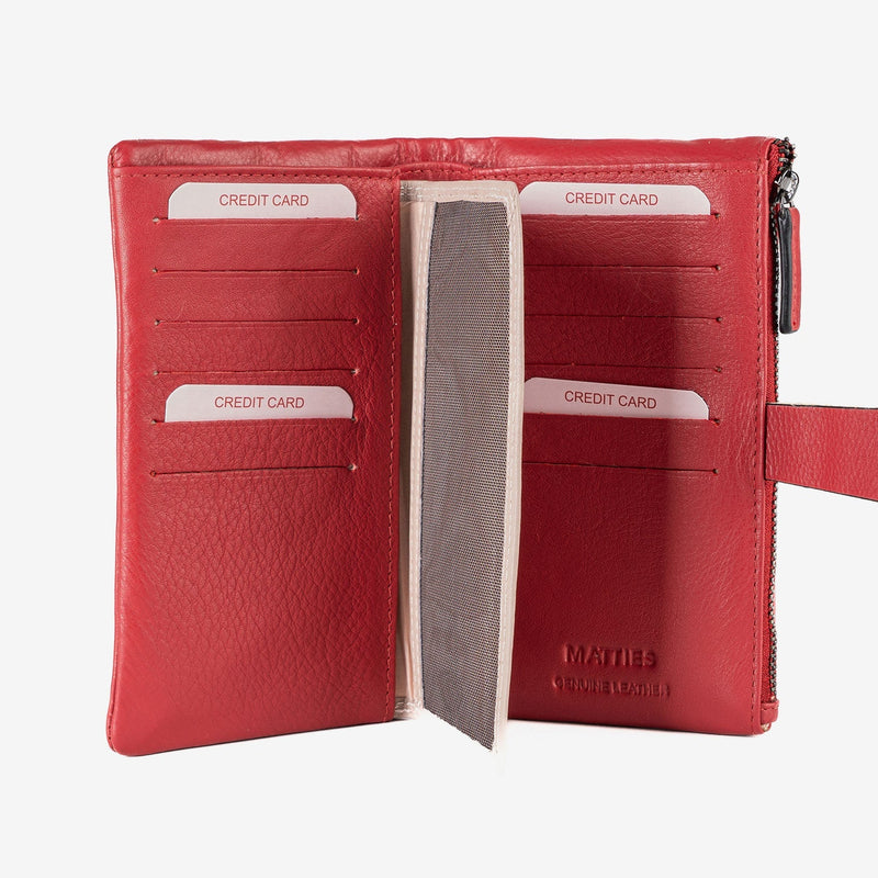 Billetero de piel para mujer, Serie line leather. 17x10 cm