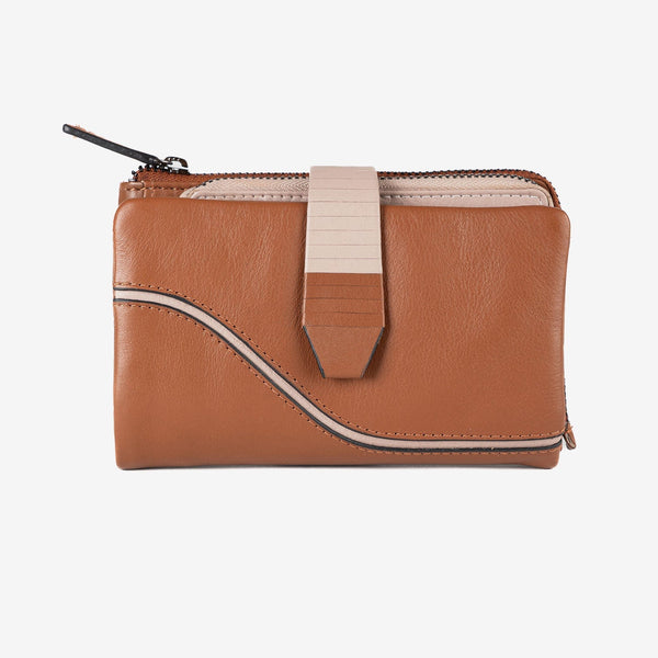 Billetero de piel para mujer, Serie line leather. 14.5x09 cm