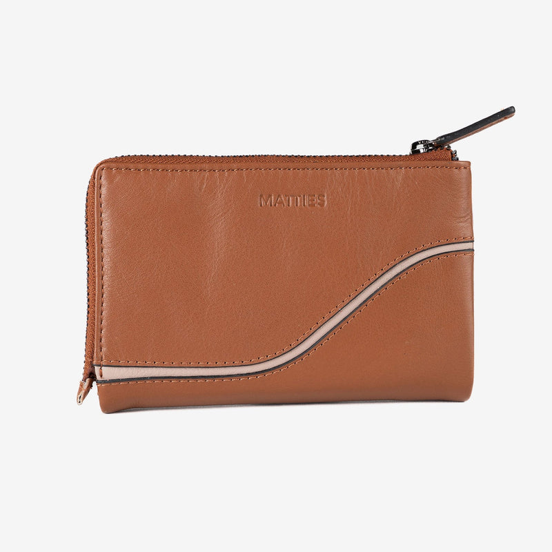Billetero de piel para mujer, Serie line leather. 14.5x09 cm