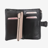 Billetero de piel para mujer, Serie line leather. 14.5x09 cm