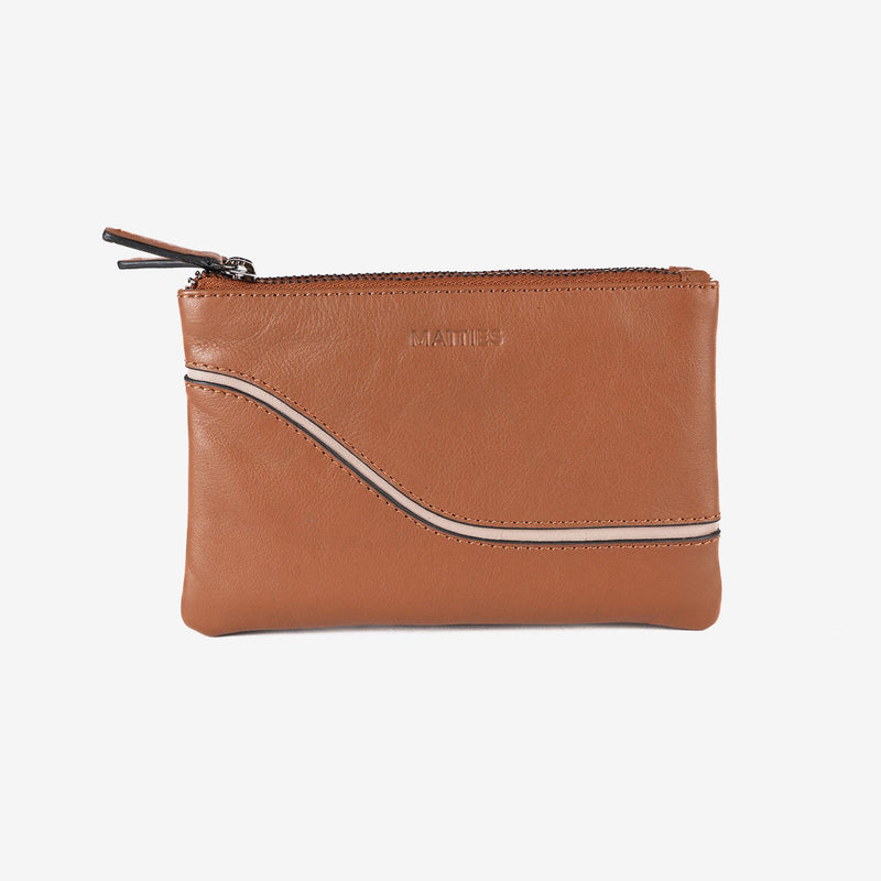 Leather wallet for women, leather color, Line leather series. 16x10 cm