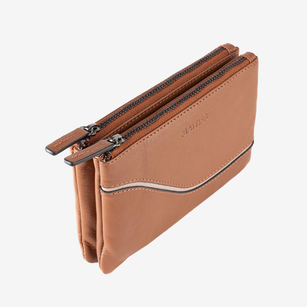 Monedero de piel para mujer, Serie line leather. 16x10 cm