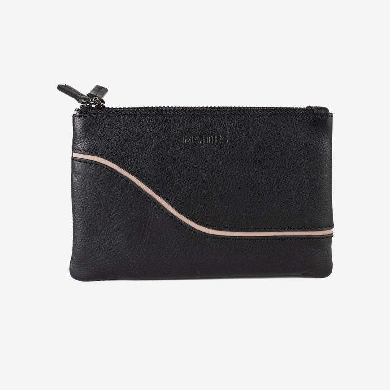 Monedero de piel para mujer, Serie line leather. 16x10 cm