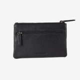 Leather wallet for women, black color, Line leather series. 16x10 cm