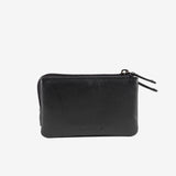 Leather wallet for women, black color, Line leather series. 12x07 cm