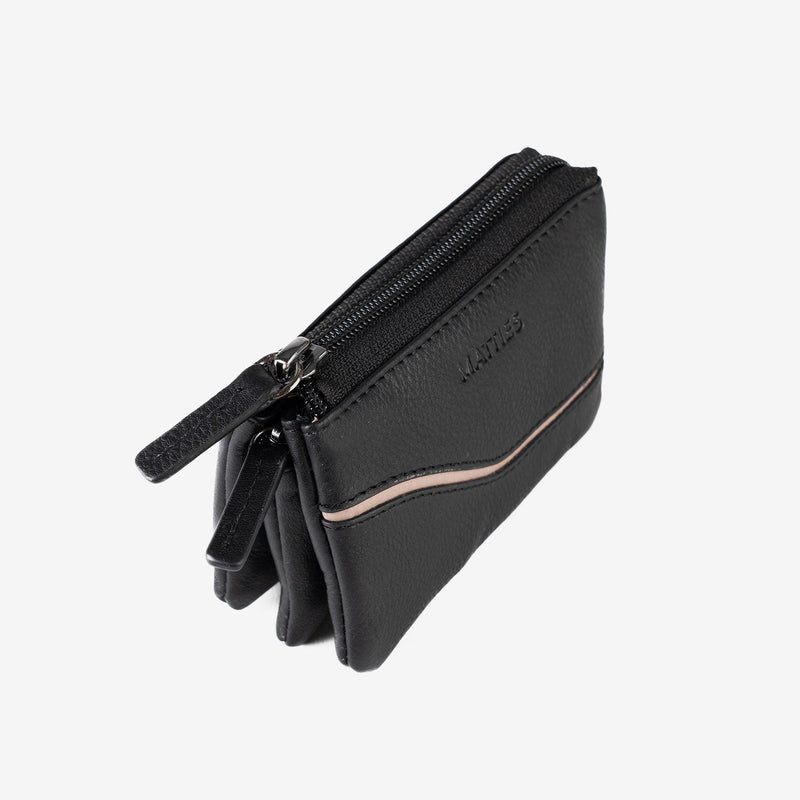 Monedero de piel para mujer, Serie line leather. 12x07 cm