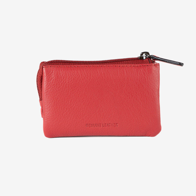 Monedero de piel para mujer, color rojo, Serie line leather. 12x07 cm