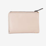 Leather wallet for women, beige color, Stitch leather series. 13.5x9.5 cm