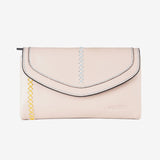 Leather wallet for women, beige color, Stitch leather series. 17x10 cm