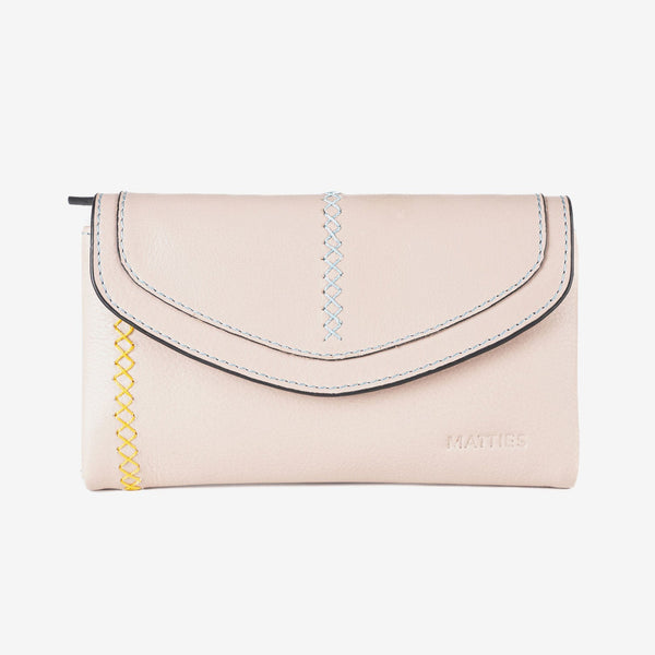 Cartera de piel para mujer, Serie stitch leather. 17x10 cm