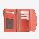 Cartera de piel para mujer, Serie stitch leather. 17x10 cm