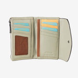 Cartera de piel para mujer, Serie stitch leather. 17x10 cm
