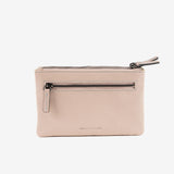 Leather wallet for women, beige color, Stitch leather series. 16x10 cm