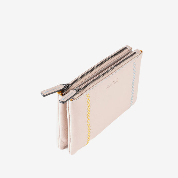 Monedero de piel para mujer, Serie stitch leather. 16x10 cm