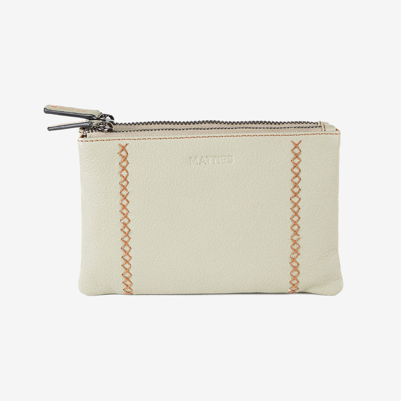 Monedero de piel para mujer, Serie stitch leather. 16x10 cm