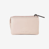 Leather wallet for women, beige color, Stitch leather series. 12x07 cm