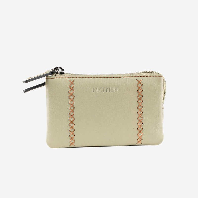 Monedero de piel para mujer, Serie stitch leather. 12x07 cm