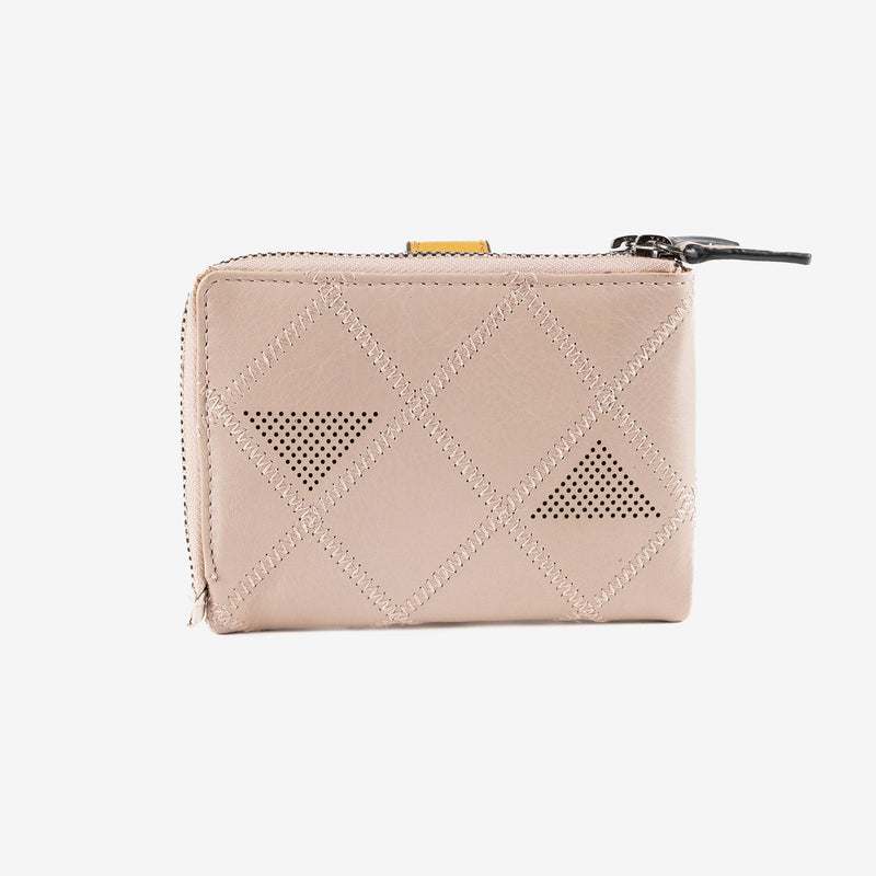 Leather wallet for women, beige color, Laser leather series. 12.5x09 cm