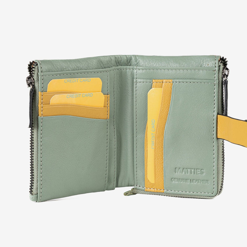 Billetero de piel para mujer, Serie laser leather. 12.5x09 cm