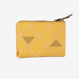 Leather wallet for women, mustard color, Laser leather series. 12.5x09 cm