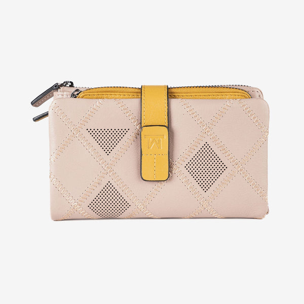 Billetero de piel para mujer, Serie laser leather. 16.5x9.5 cm