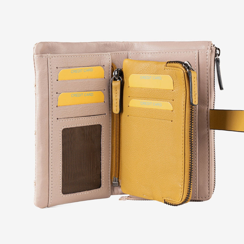 Billetero de piel para mujer, Serie laser leather. 16.5x9.5 cm