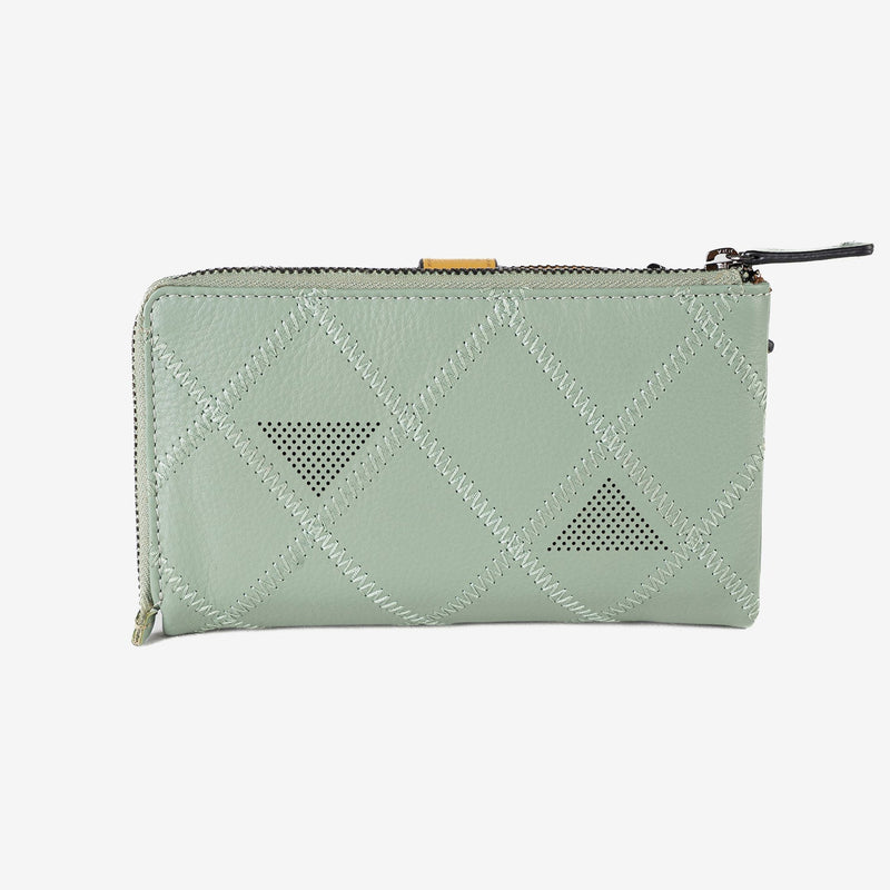 Billetero de piel para mujer, Serie laser leather. 16.5x9.5 cm