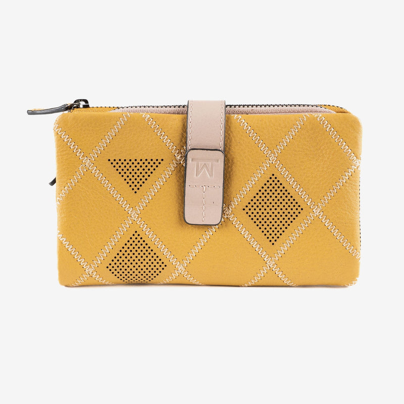 Billetero de piel para mujer, Serie laser leather. 16.5x9.5 cm