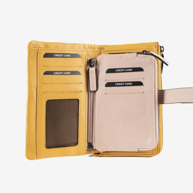 Billetero de piel para mujer, Serie laser leather. 16.5x9.5 cm