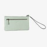 Monedero de piel para mujer, color verde, Serie laser leather. 19.5x10.5 cm