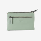 Leather wallet for women, green color, Laser leather series. 16x10 cm