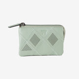 Monedero de piel para mujer, color verde, Serie laser leather. 12x07 cm