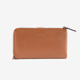 Leather wallet for women, leather color, Strap leather series. 16.5x10 cm