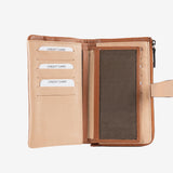 Leather wallet for women, leather color, Strap leather series. 16.5x10 cm