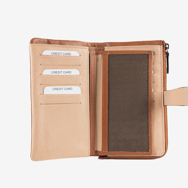 Billetero de piel para mujer, Serie strap leather. 16.5x10 cm