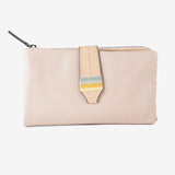 Leather wallet for women, beige color, Strap leather series. 16.5x10 cm