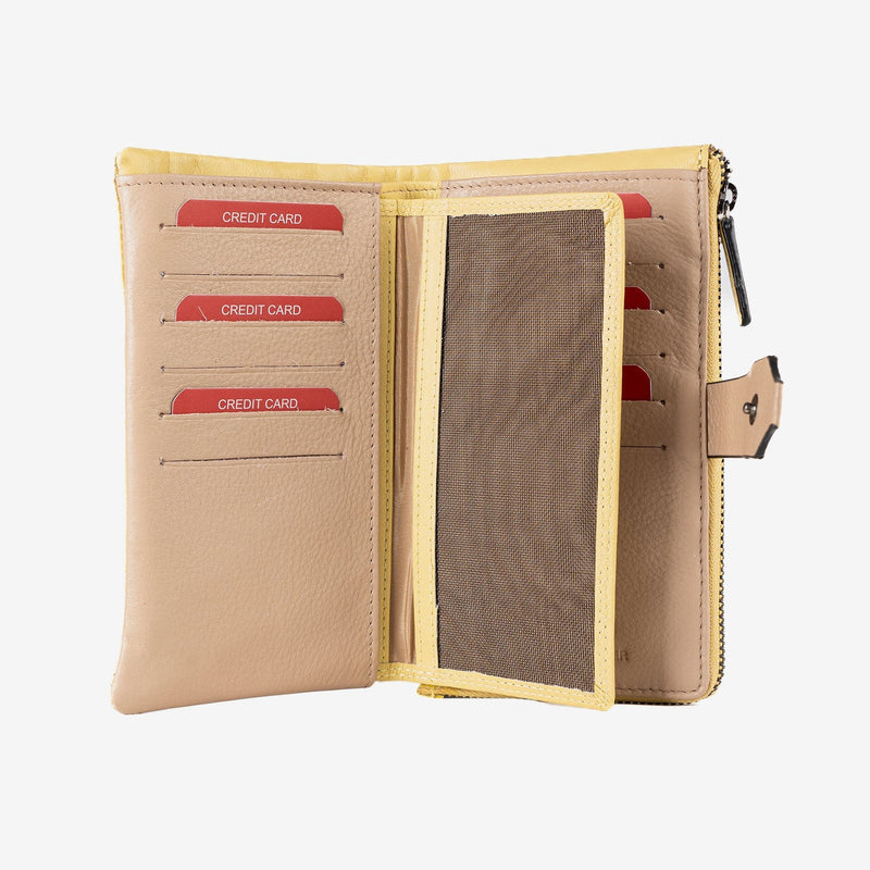 Billetero de piel para mujer, Serie strap leather. 16.5x10 cm
