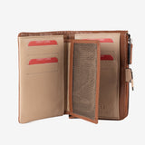 Billetero de piel para mujer, Serie strap leather. 14.5x9.5 cm
